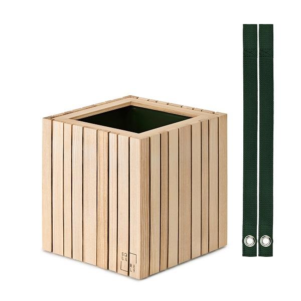 Plantekasse GrowON Hold on i natur ask med Nylon stropper 48 cm i grøn